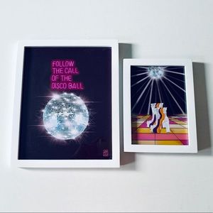 RARE Framed Handmade “70’s Disco” Wall Art Decor Set
